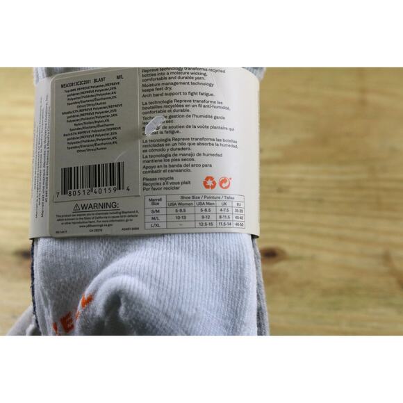 New Merrell Mens Socks M/L Repreve Recycled Everyday All Purpose 3 Pairs Hiking - Picture 3 of 3